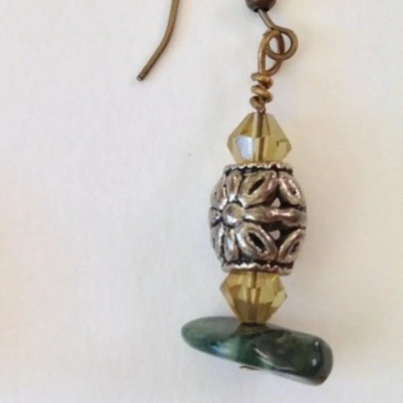 Handcrafted Silver Tone Floral Dangling Earrings Womens Jewelry Holiday Gift - Picture 2 of 2